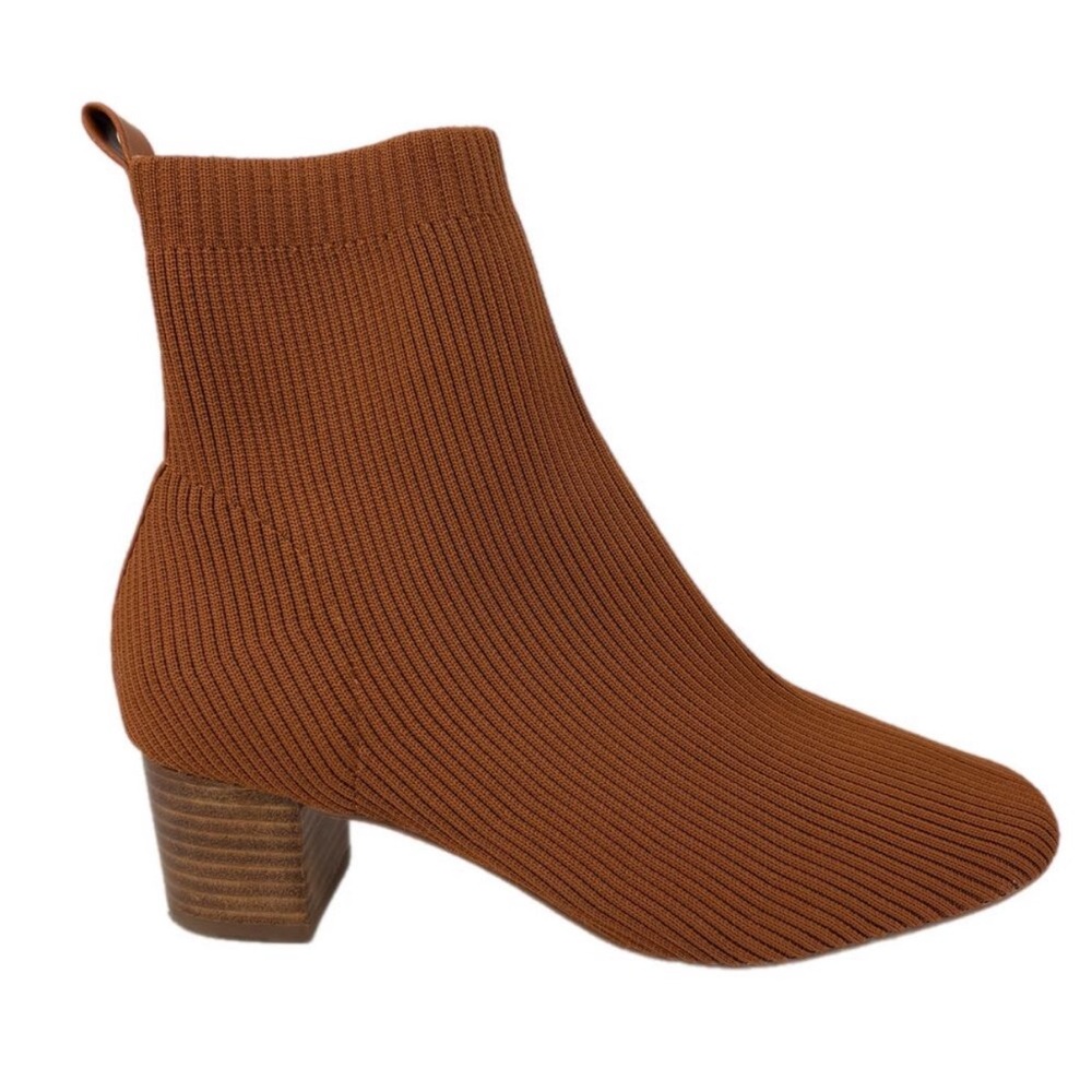 Joie Neely Chestnut Brown Ribbed Ankle Boot Heels